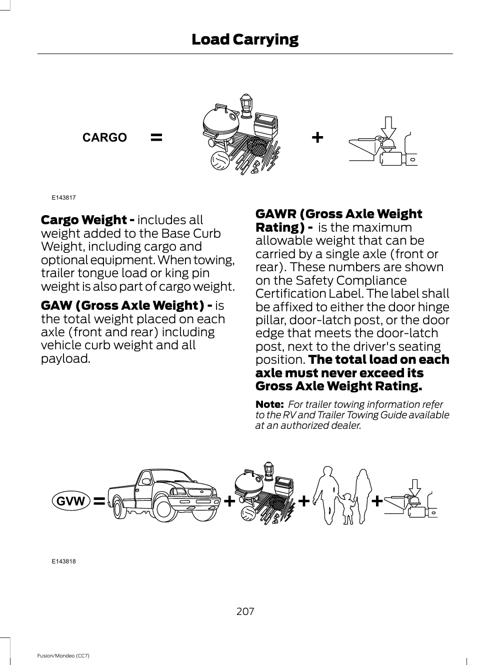 Load carrying | FORD 2013 Fusion v.3 User Manual | Page 210 / 458