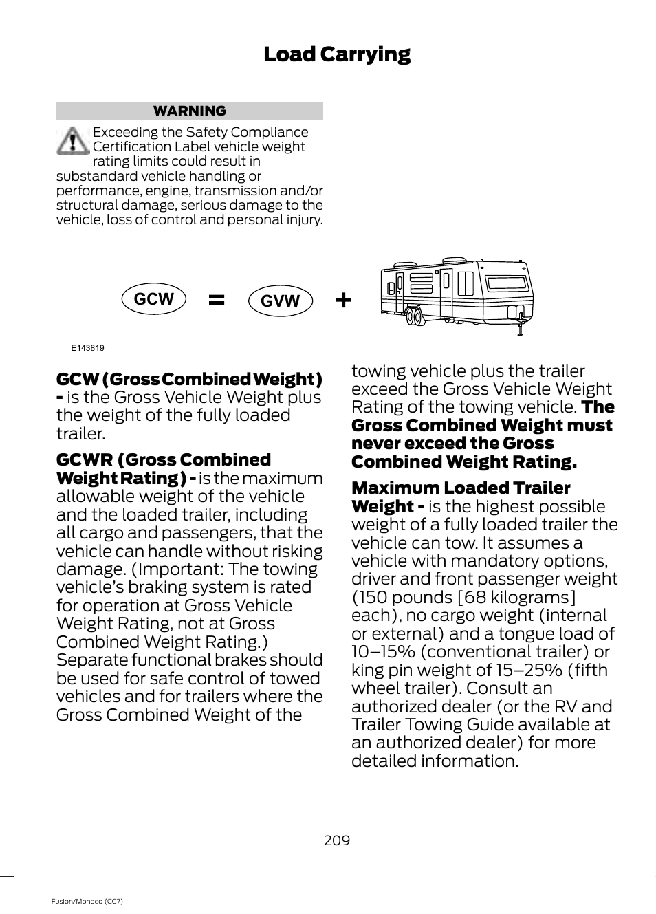 Load carrying | FORD 2013 Fusion v.3 User Manual | Page 212 / 458
