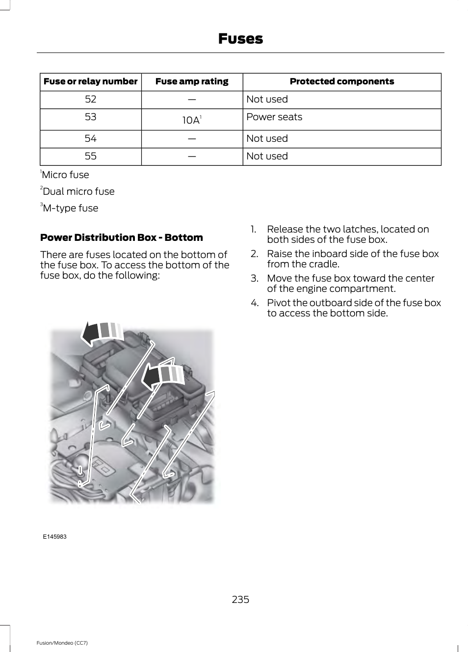Fuses | FORD 2013 Fusion v.3 User Manual | Page 238 / 458
