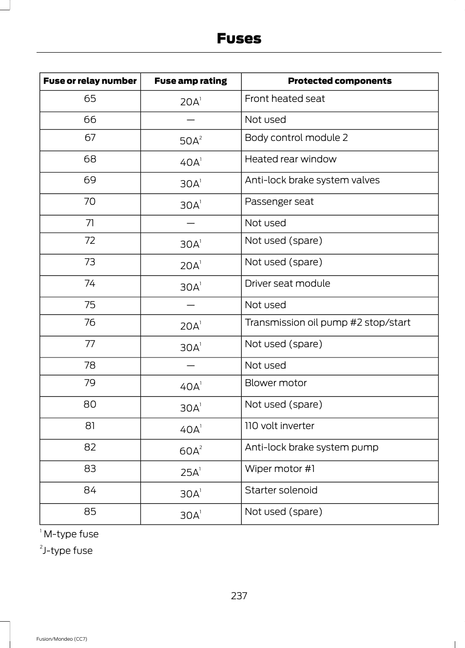 Fuses | FORD 2013 Fusion v.3 User Manual | Page 240 / 458