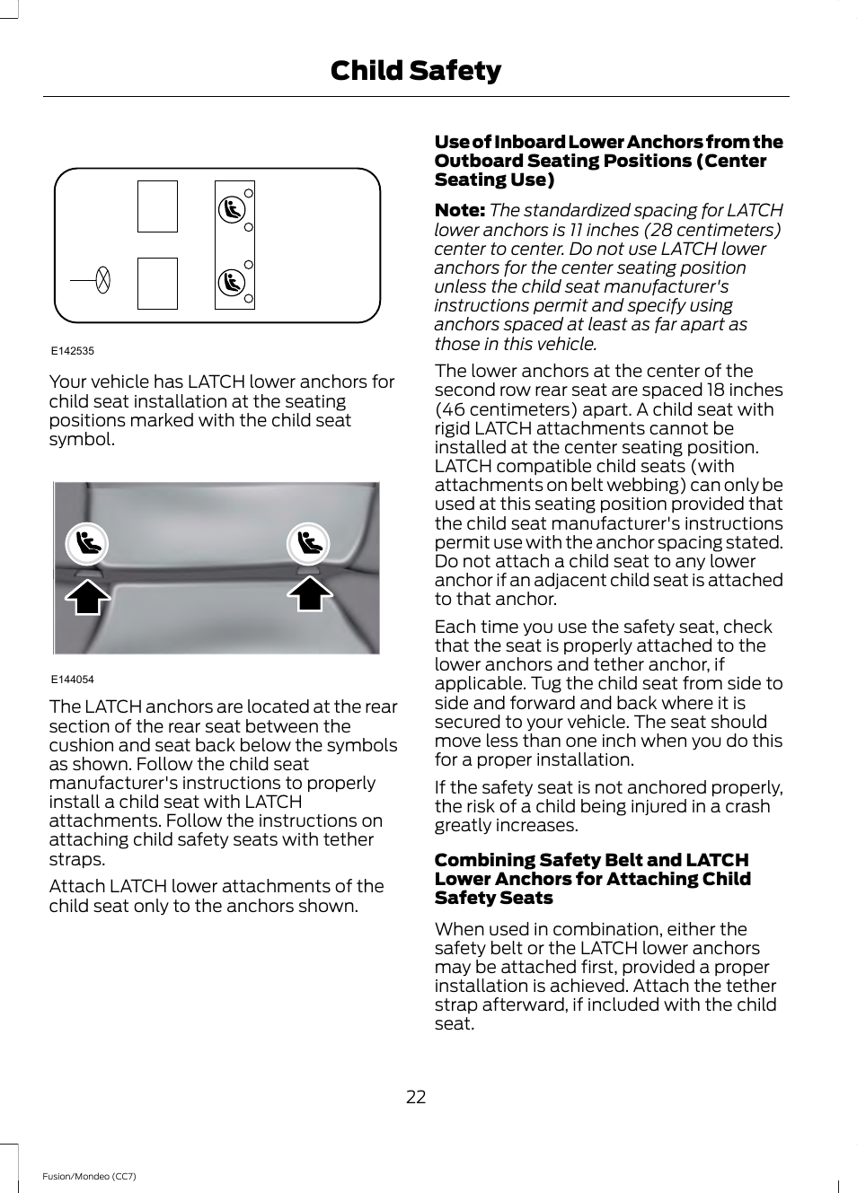 Child safety | FORD 2013 Fusion v.3 User Manual | Page 25 / 458