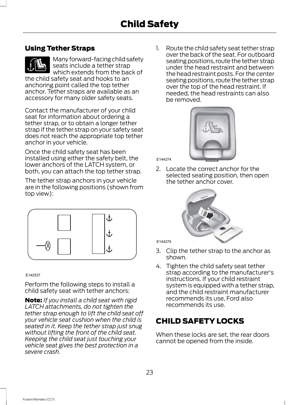 Child safety locks, Child safety | FORD 2013 Fusion v.3 User Manual | Page 26 / 458