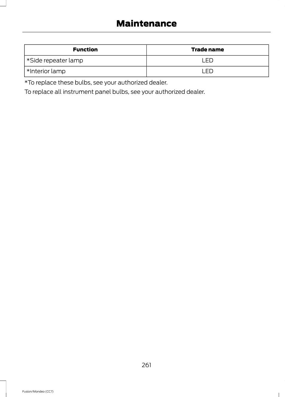 Maintenance | FORD 2013 Fusion v.3 User Manual | Page 264 / 458