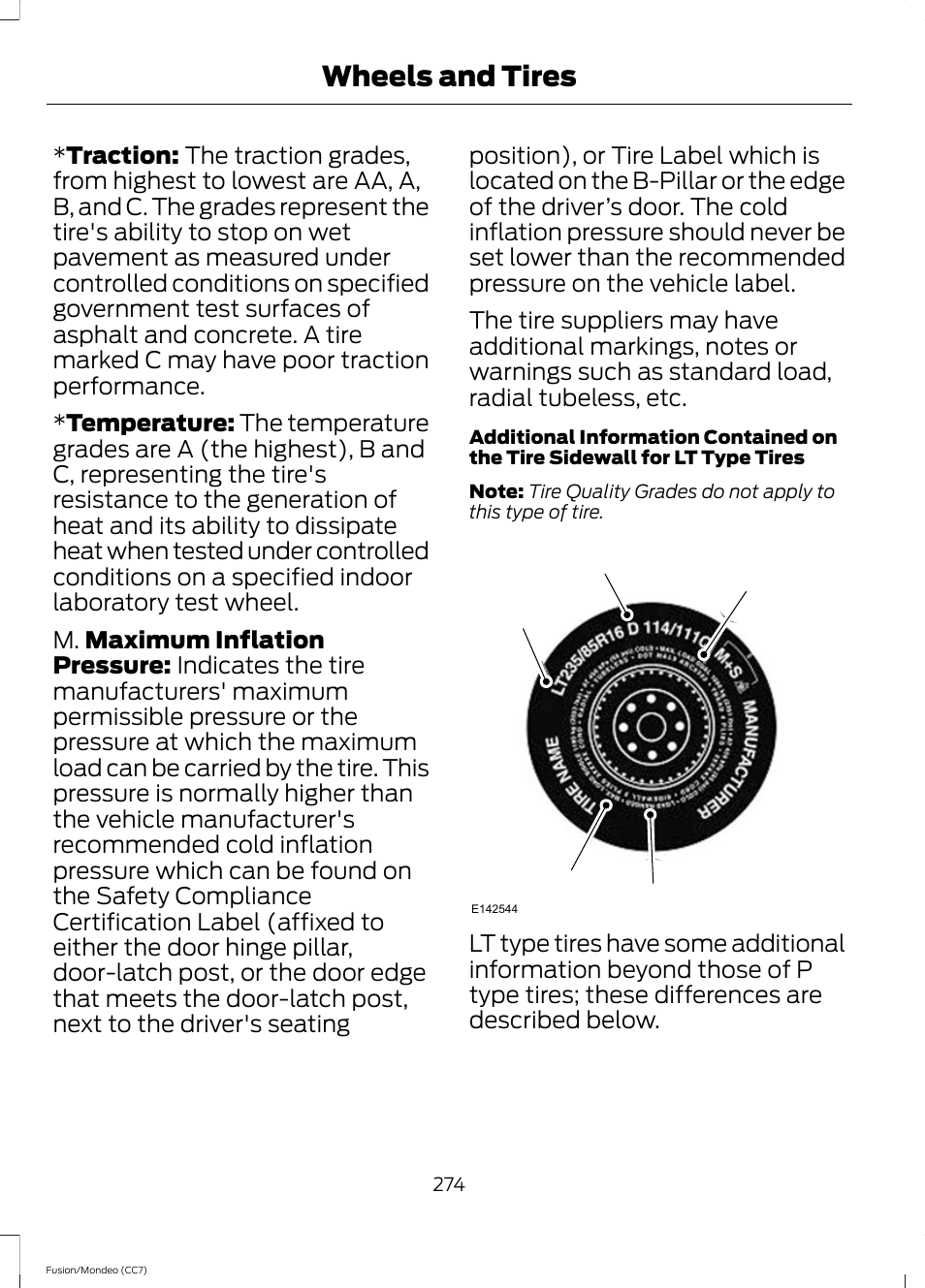 Wheels and tires | FORD 2013 Fusion v.3 User Manual | Page 277 / 458
