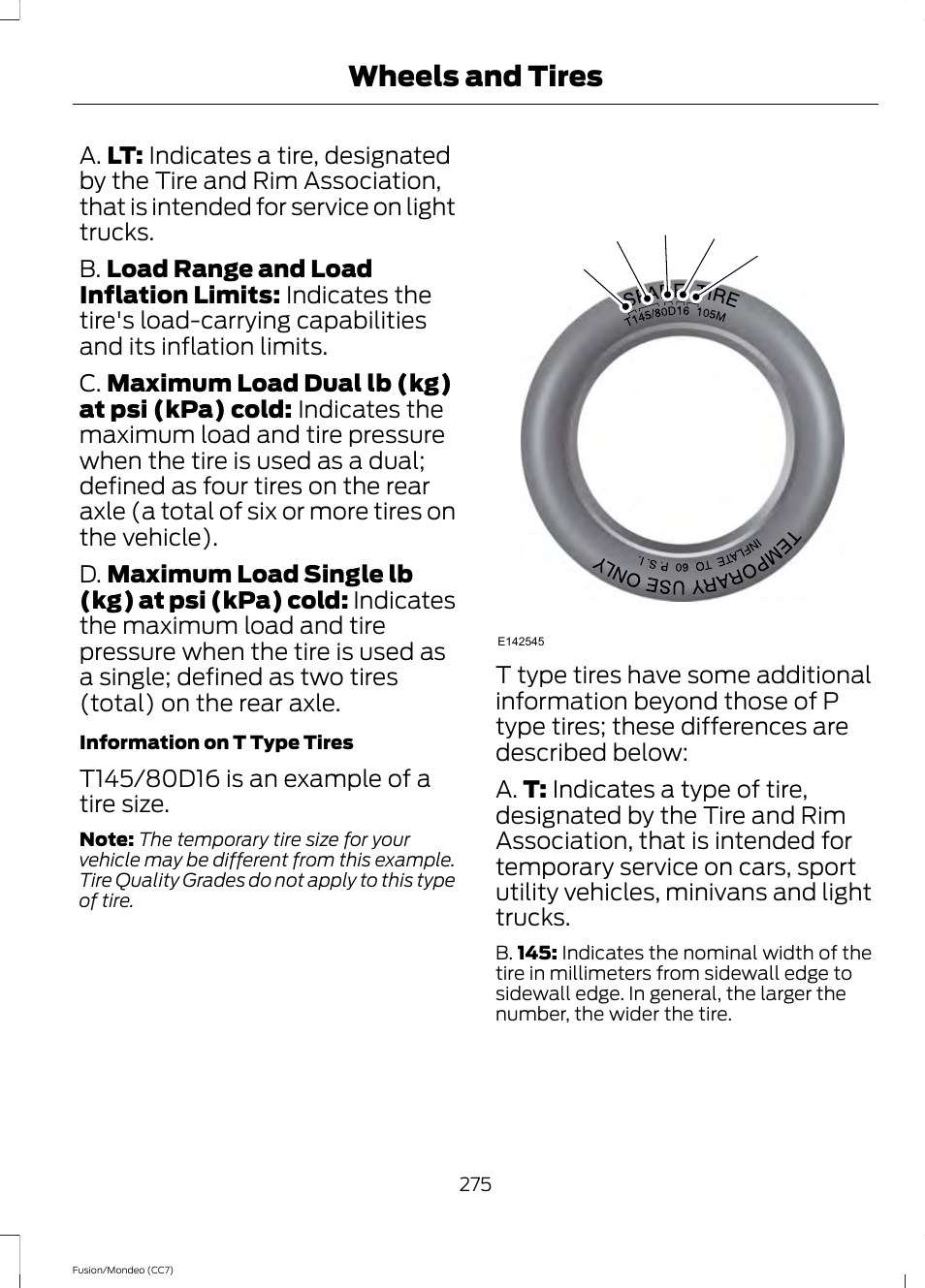 Wheels and tires | FORD 2013 Fusion v.3 User Manual | Page 278 / 458