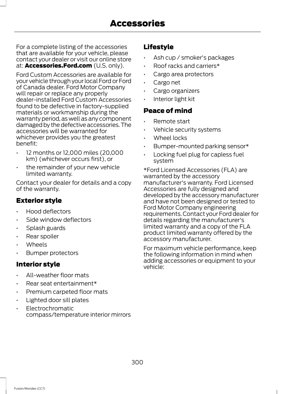 Accessories | FORD 2013 Fusion v.3 User Manual | Page 303 / 458