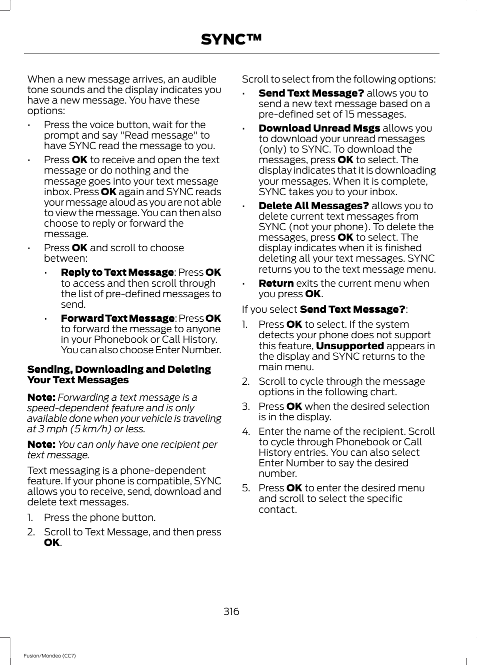 Sync | FORD 2013 Fusion v.3 User Manual | Page 319 / 458