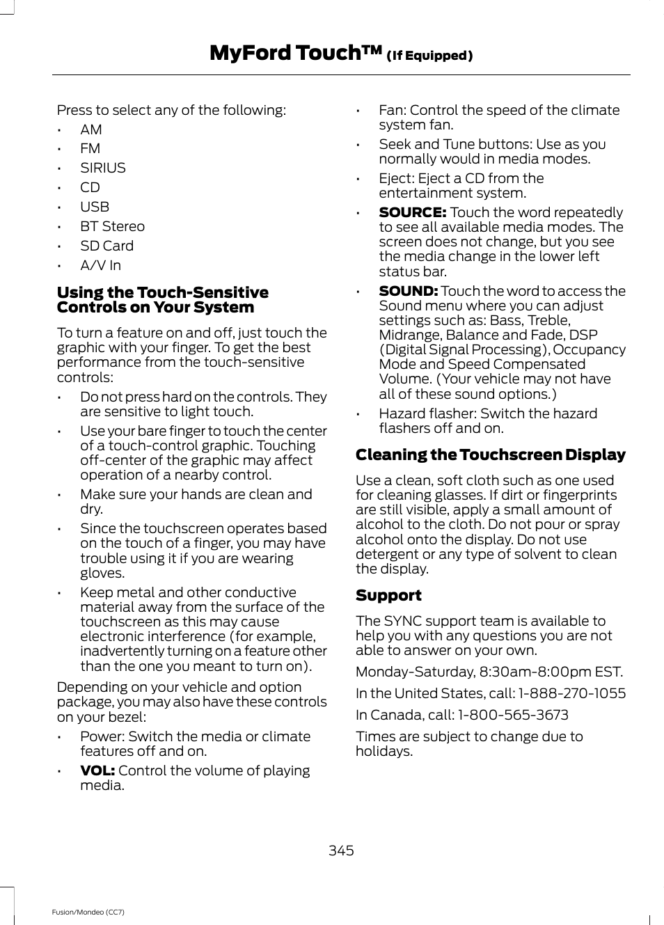 Myford touch | FORD 2013 Fusion v.3 User Manual | Page 348 / 458