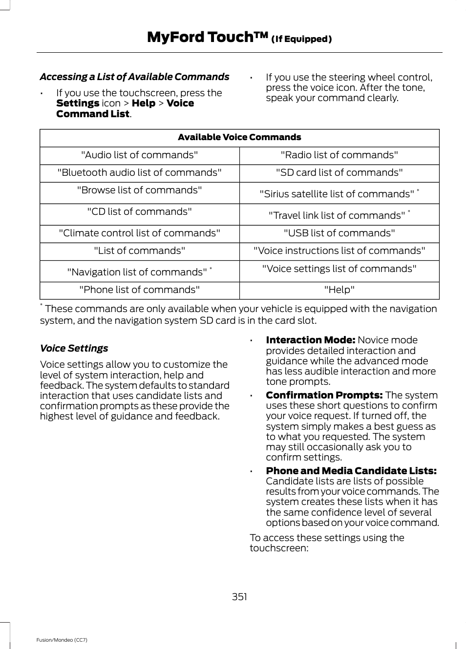Myford touch | FORD 2013 Fusion v.3 User Manual | Page 354 / 458