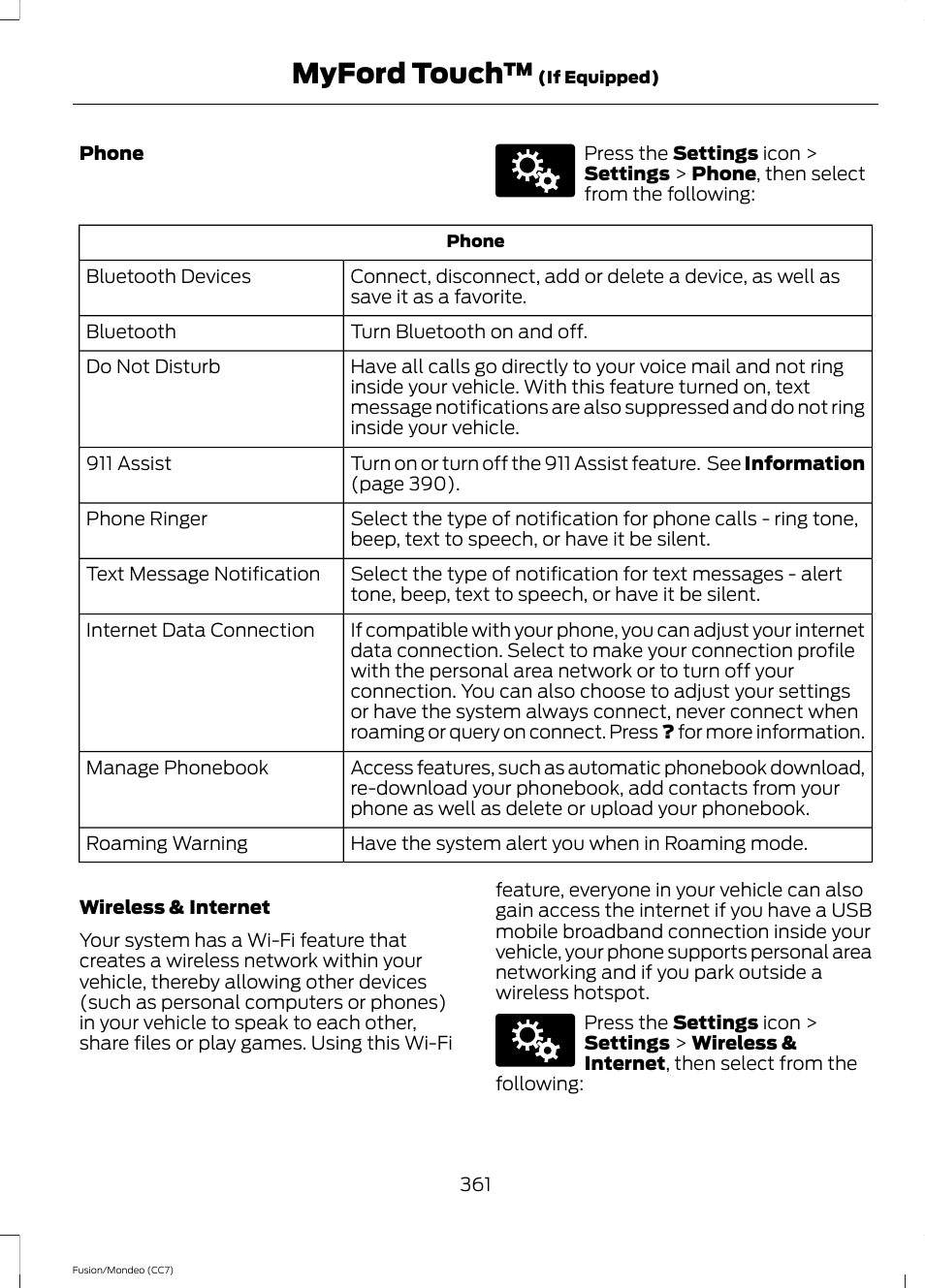 Myford touch | FORD 2013 Fusion v.3 User Manual | Page 364 / 458