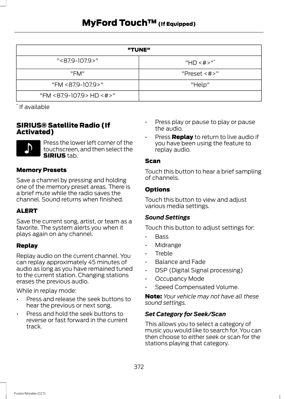 Myford touch | FORD 2013 Fusion v.3 User Manual | Page 375 / 458