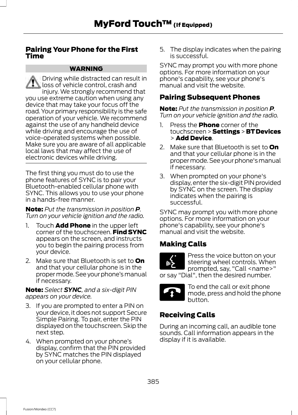 Myford touch | FORD 2013 Fusion v.3 User Manual | Page 388 / 458