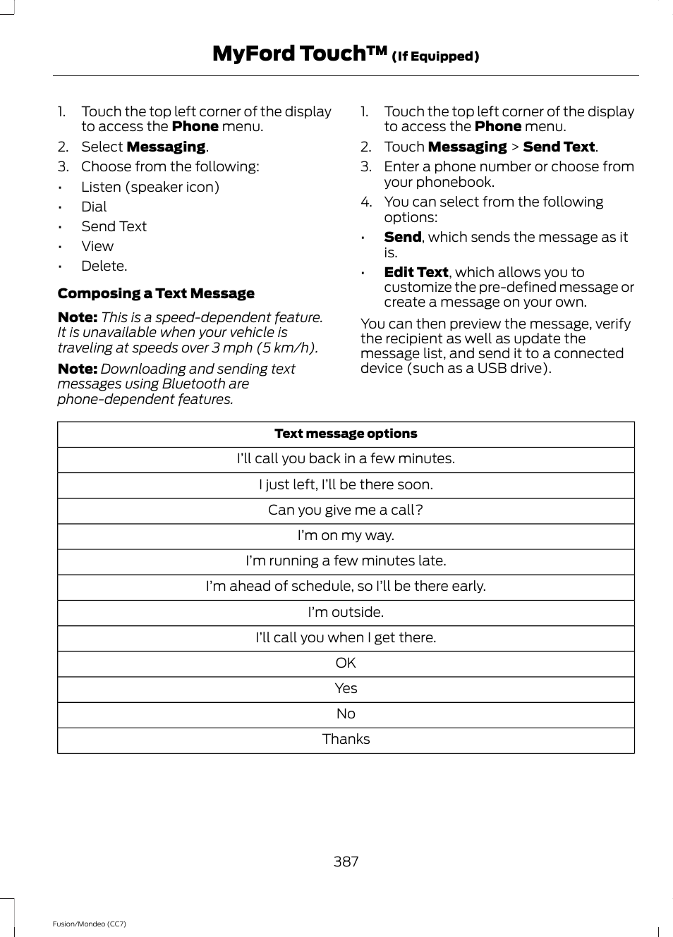 Myford touch | FORD 2013 Fusion v.3 User Manual | Page 390 / 458