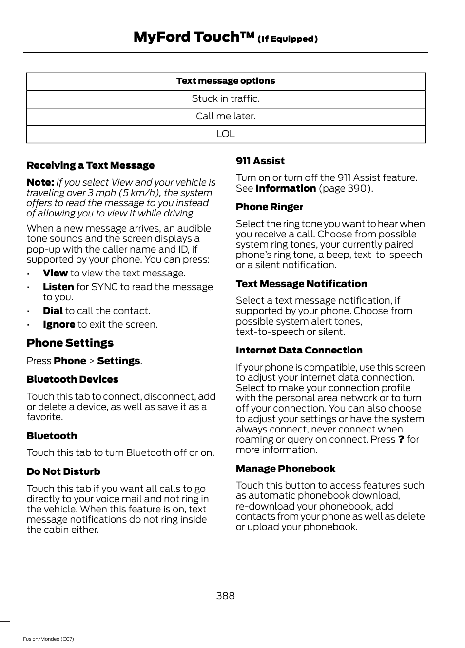 Myford touch | FORD 2013 Fusion v.3 User Manual | Page 391 / 458