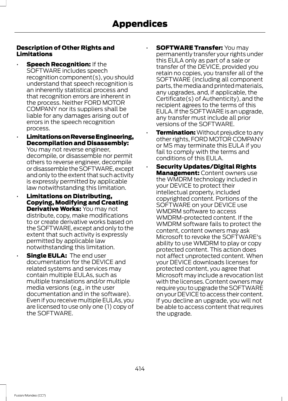 Appendices | FORD 2013 Fusion v.3 User Manual | Page 417 / 458