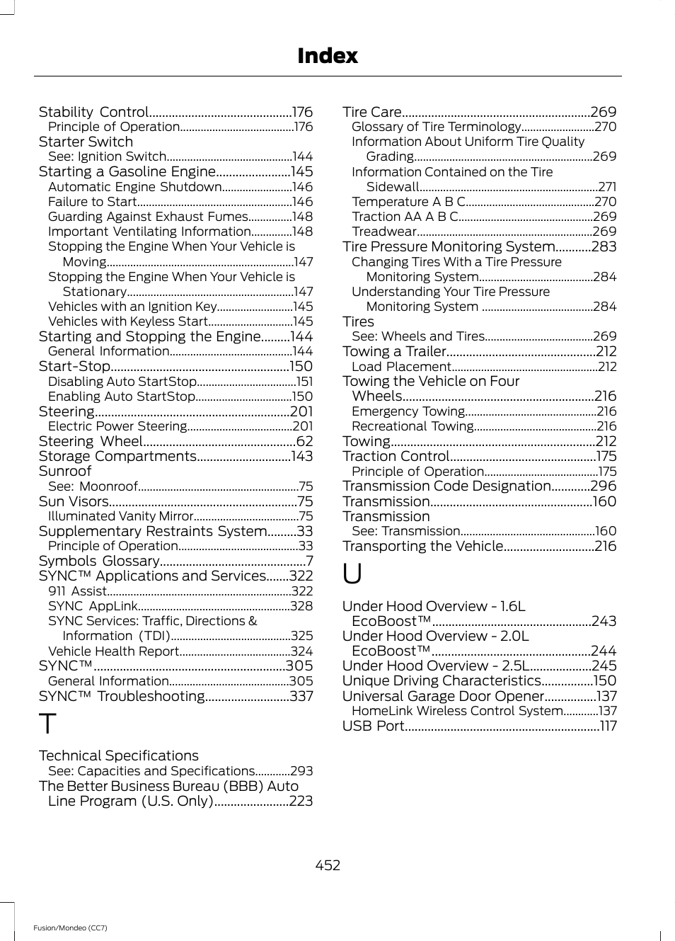 Index | FORD 2013 Fusion v.3 User Manual | Page 455 / 458