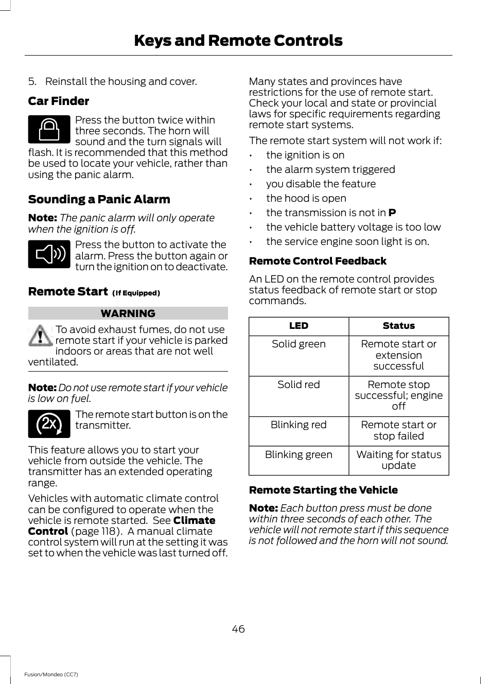 Keys and remote controls | FORD 2013 Fusion v.3 User Manual | Page 49 / 458