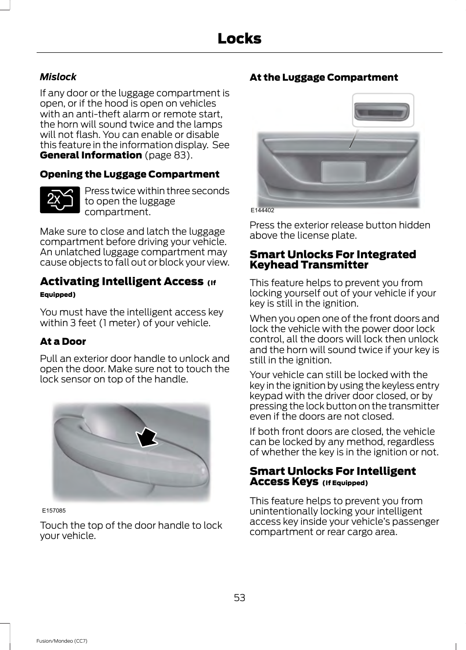 Locks | FORD 2013 Fusion v.3 User Manual | Page 56 / 458