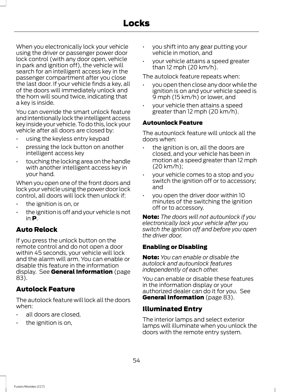 Locks | FORD 2013 Fusion v.3 User Manual | Page 57 / 458
