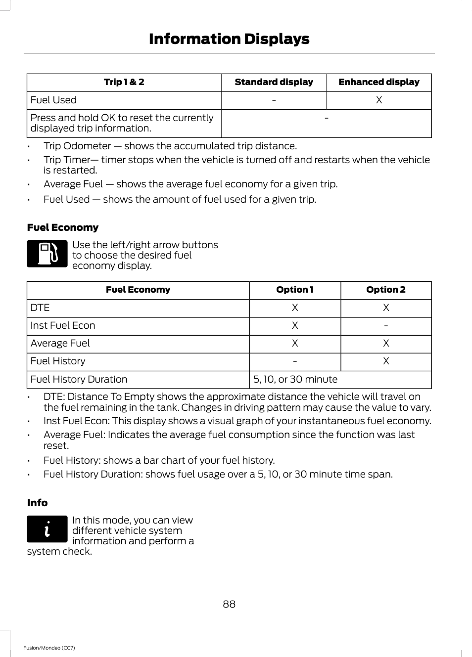 Information displays | FORD 2013 Fusion v.3 User Manual | Page 91 / 458