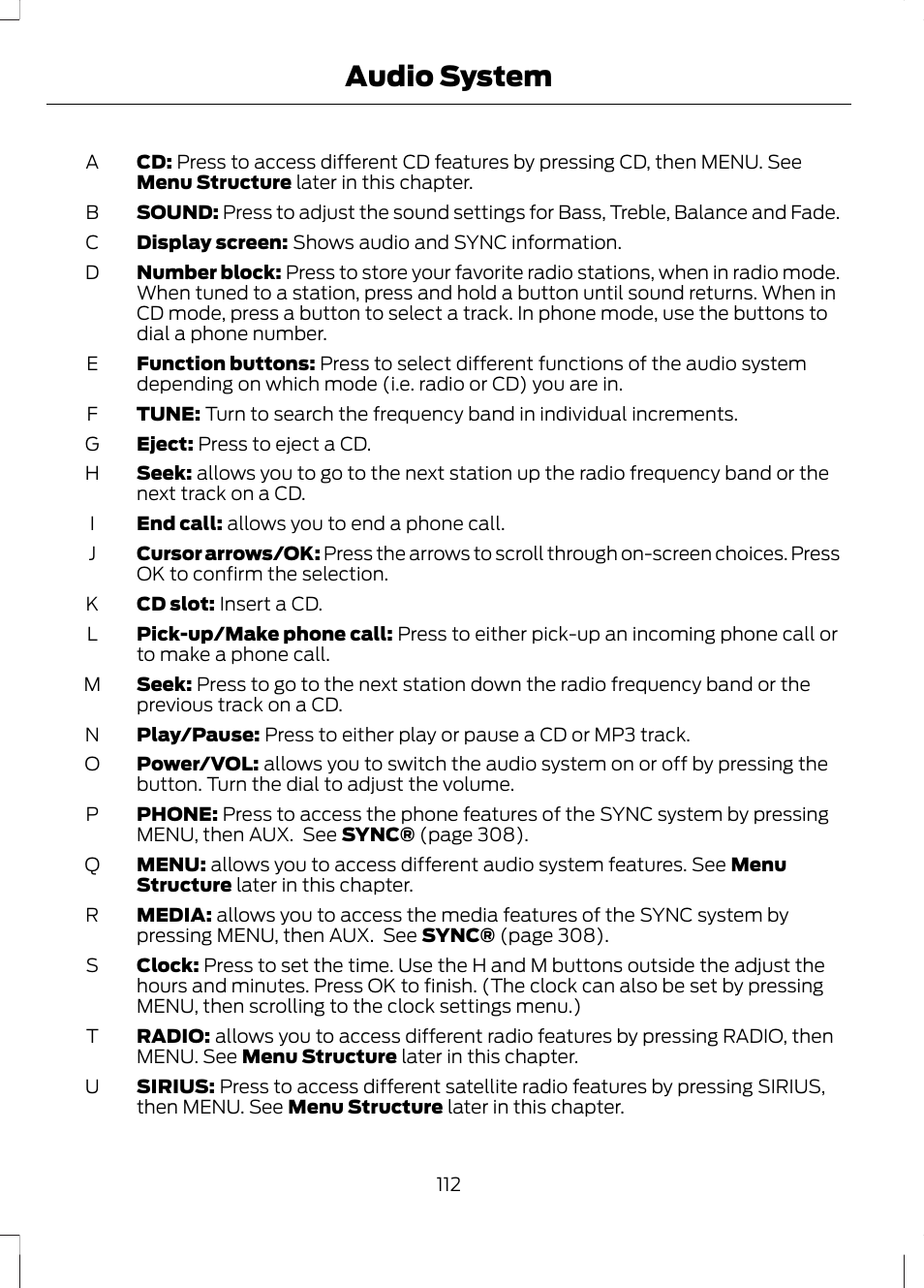 Audio system | FORD 2013 Fusion Hybrid v.1 User Manual | Page 114 / 461