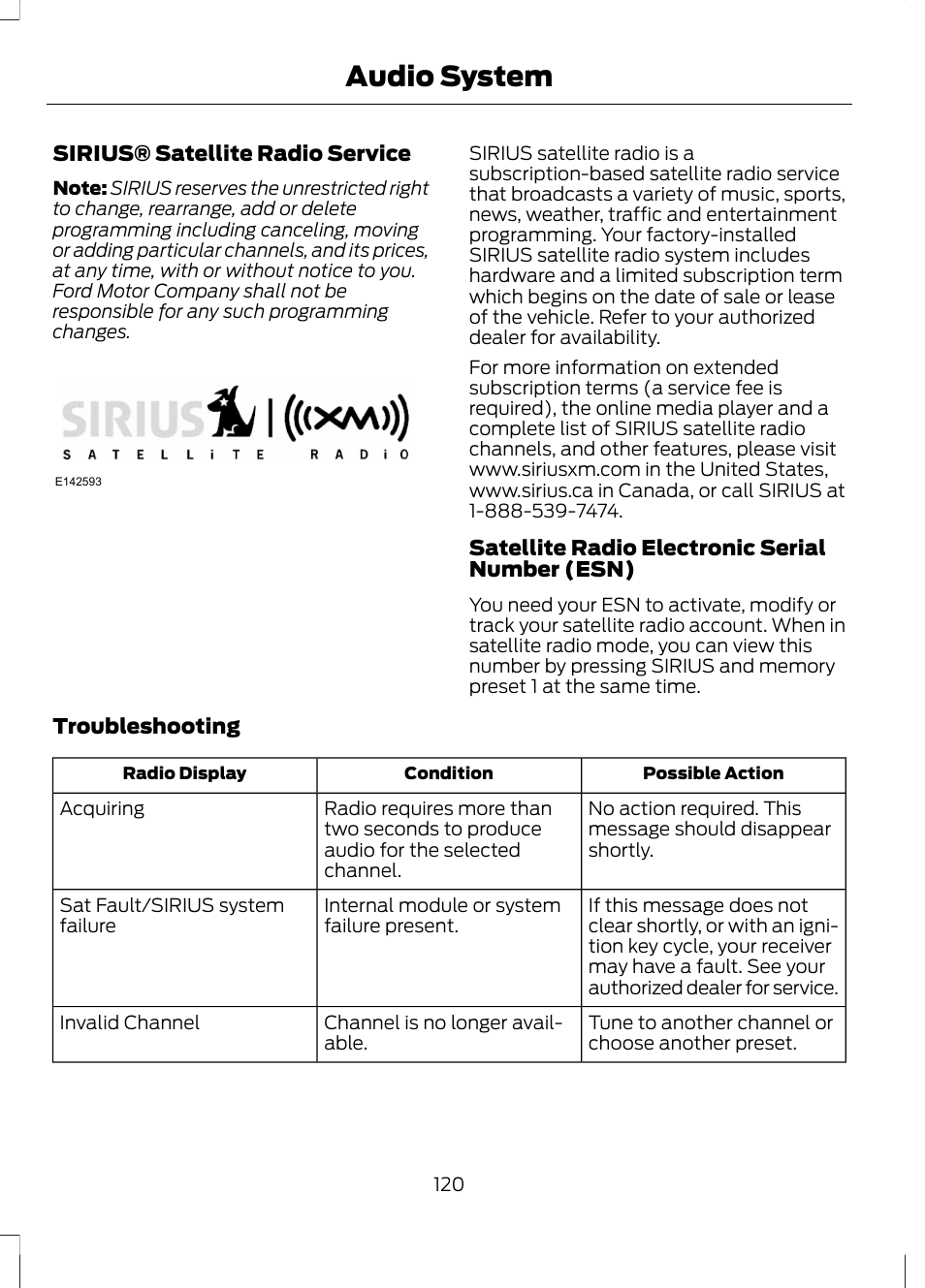 Audio system | FORD 2013 Fusion Hybrid v.1 User Manual | Page 122 / 461