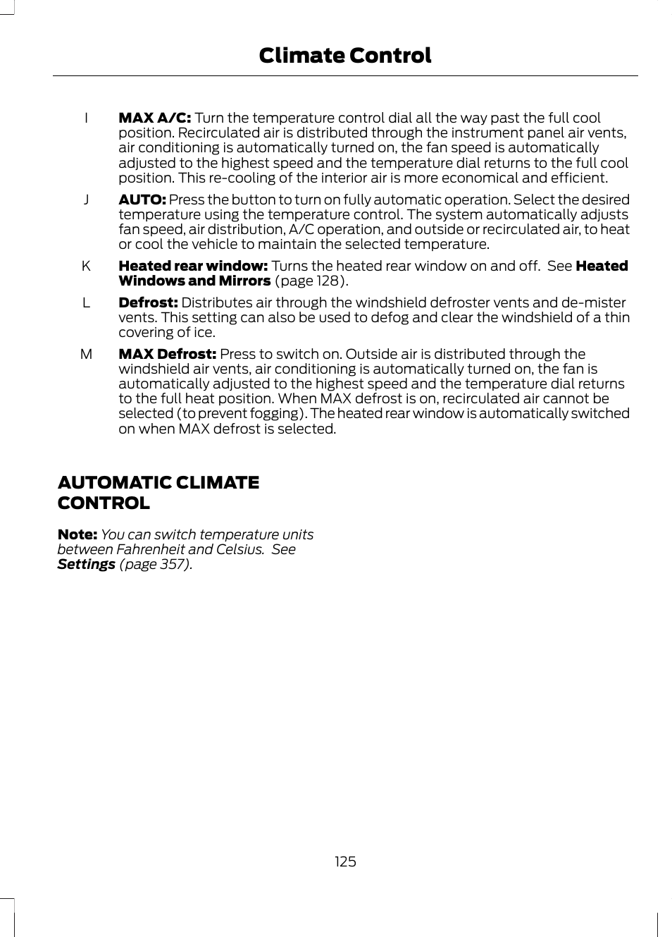 Automatic climate control, Climate control | FORD 2013 Fusion Hybrid v.1 User Manual | Page 127 / 461