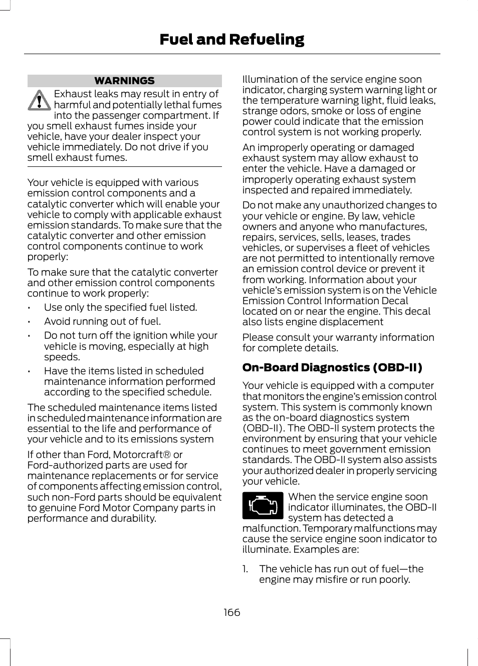 Fuel and refueling | FORD 2013 Fusion Hybrid v.1 User Manual | Page 168 / 461