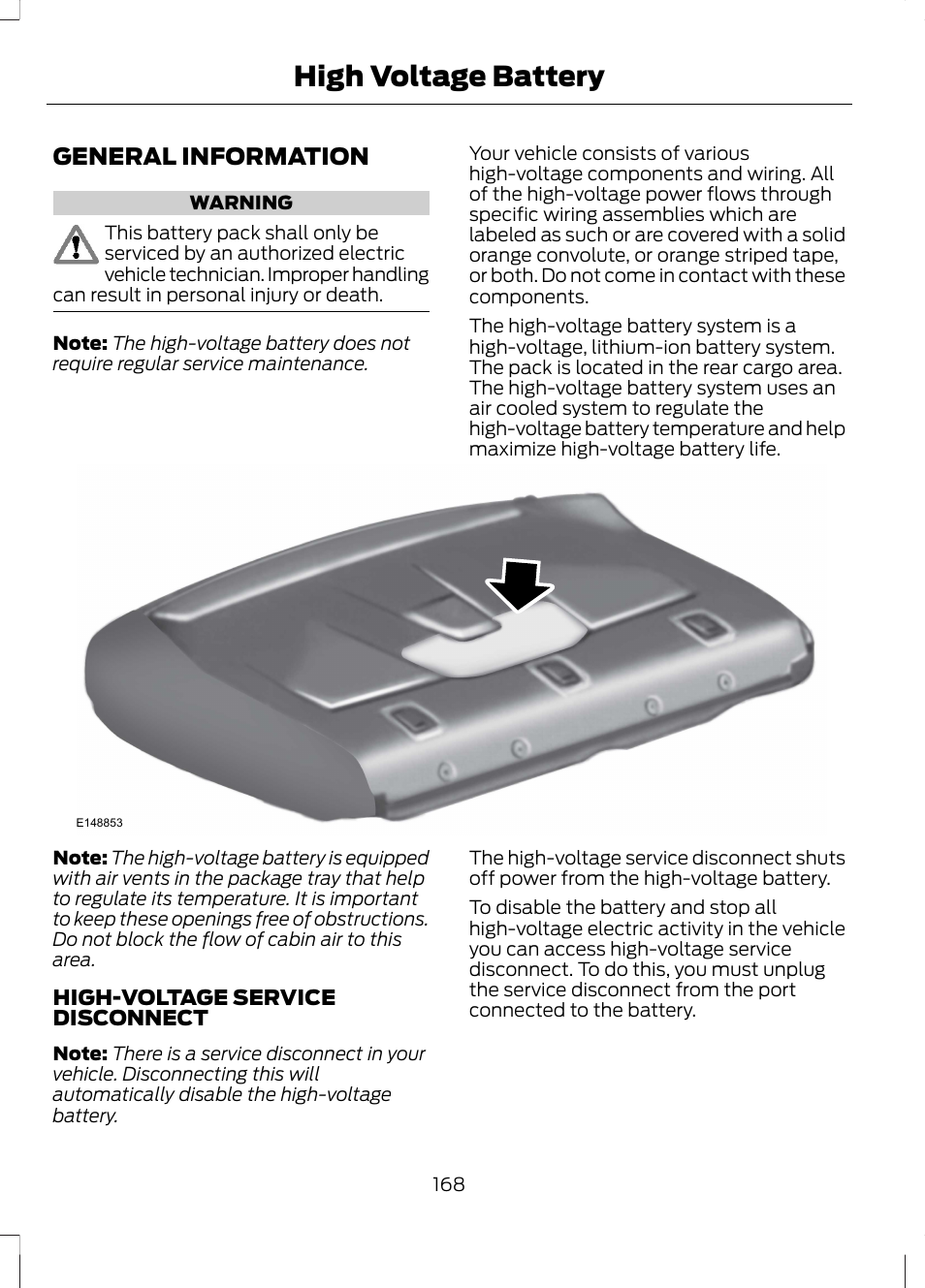High voltage battery, General information | FORD 2013 Fusion Hybrid v.1 User Manual | Page 170 / 461
