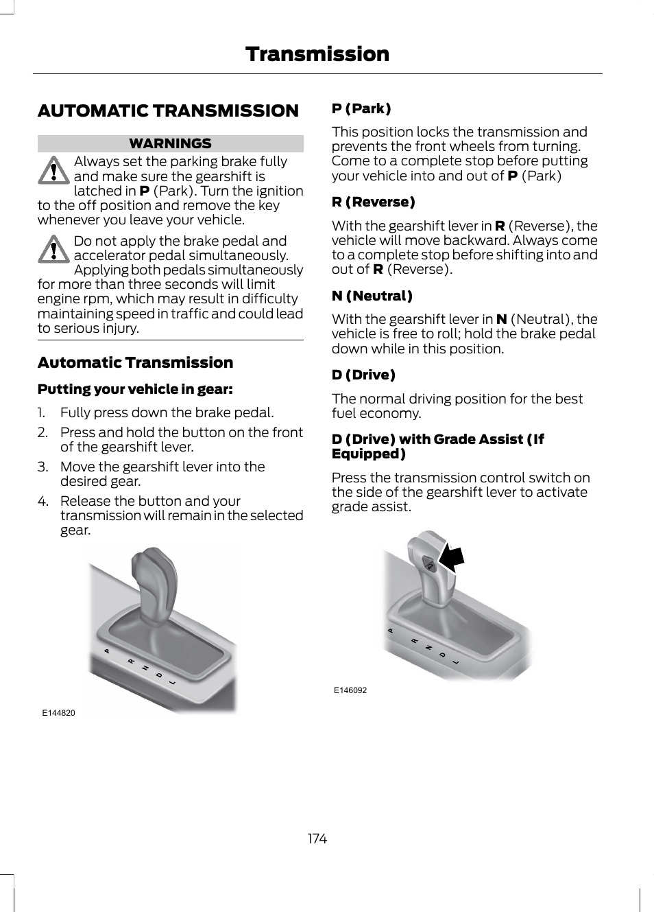 Transmission, Automatic transmission | FORD 2013 Fusion Hybrid v.1 User Manual | Page 176 / 461