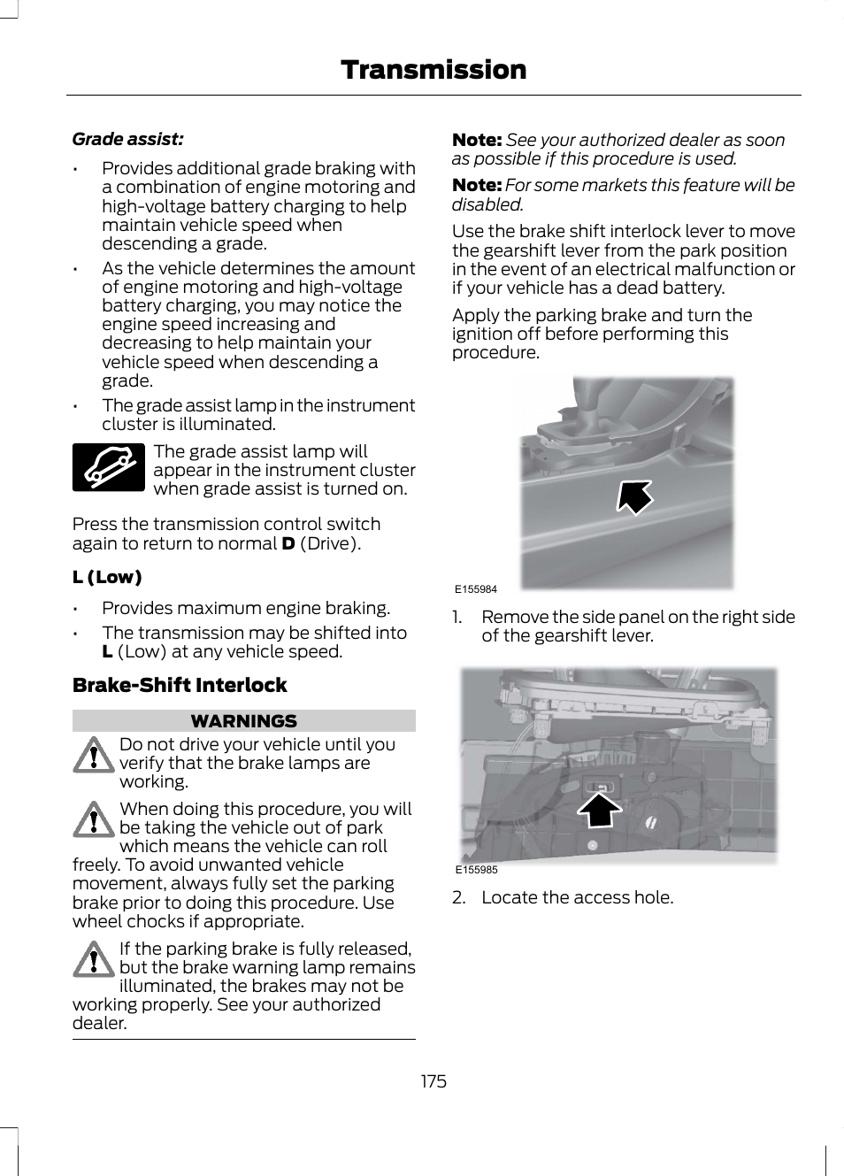 Transmission | FORD 2013 Fusion Hybrid v.1 User Manual | Page 177 / 461