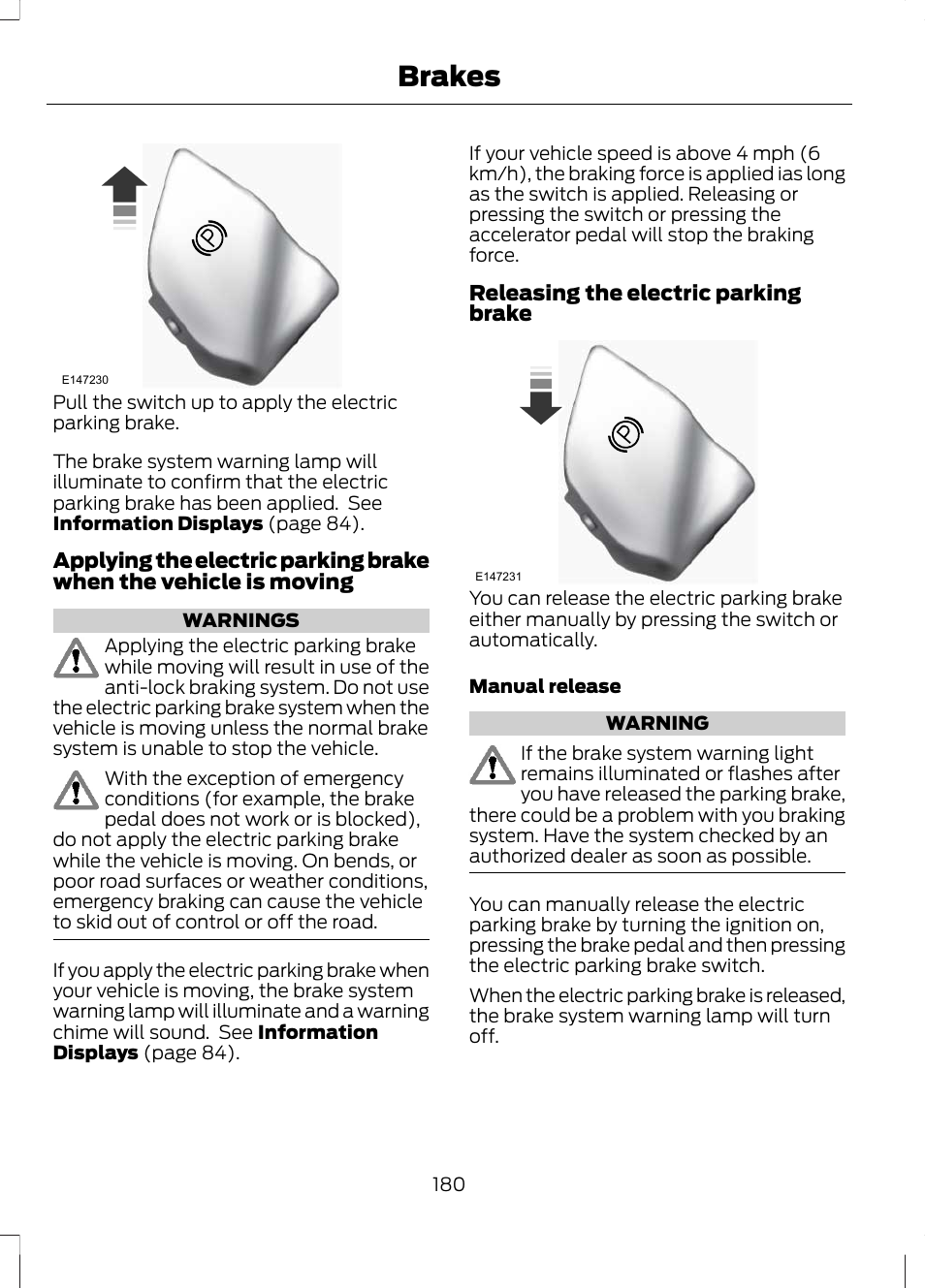 Brakes | FORD 2013 Fusion Hybrid v.1 User Manual | Page 182 / 461