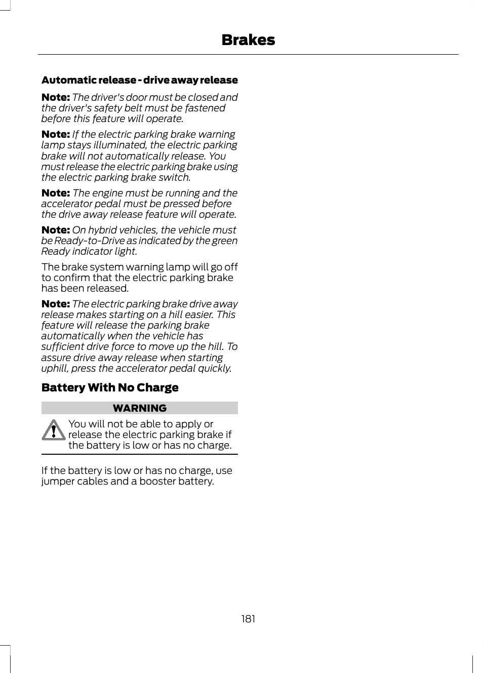 Brakes | FORD 2013 Fusion Hybrid v.1 User Manual | Page 183 / 461