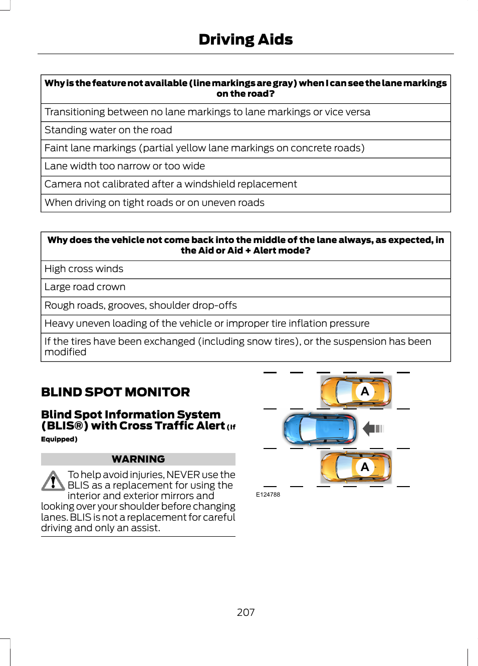 Blind spot monitor, See blind spot, See blind | Driving aids | FORD 2013 Fusion Hybrid v.1 User Manual | Page 209 / 461