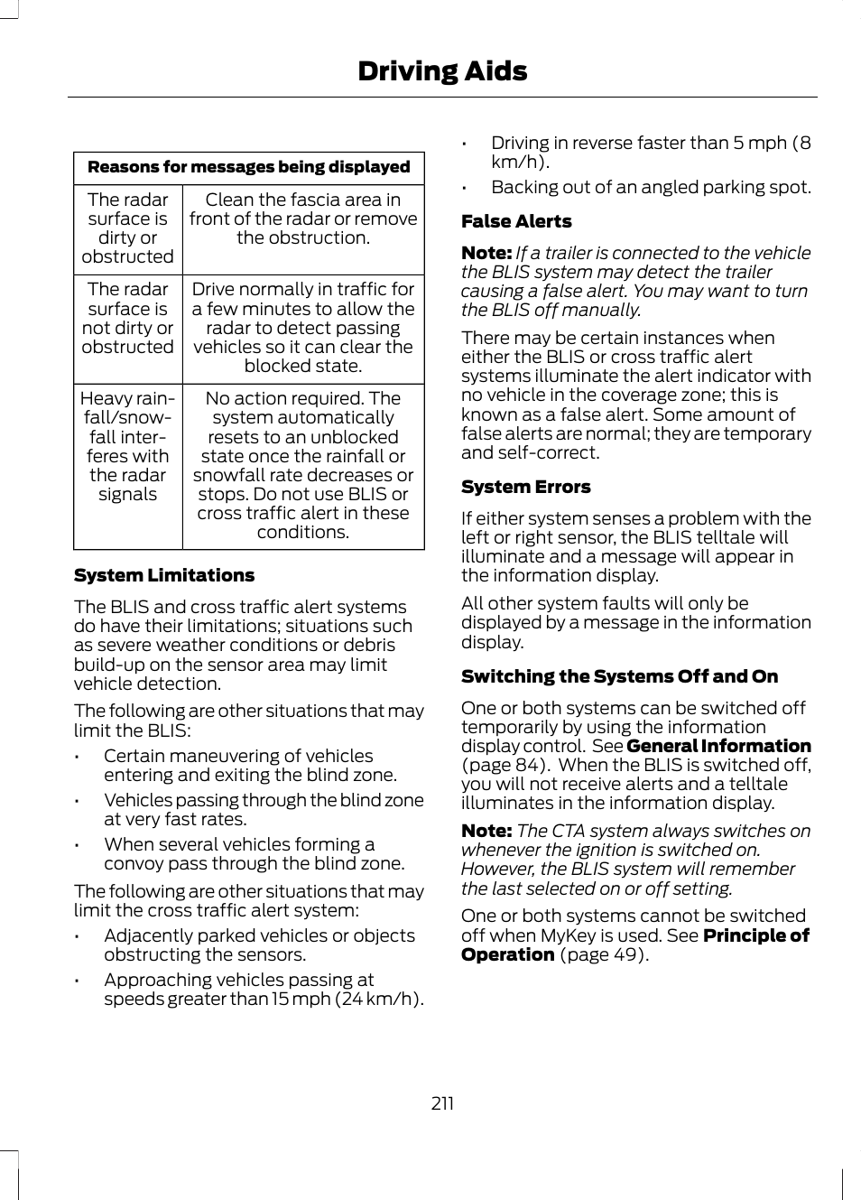 Driving aids | FORD 2013 Fusion Hybrid v.1 User Manual | Page 213 / 461