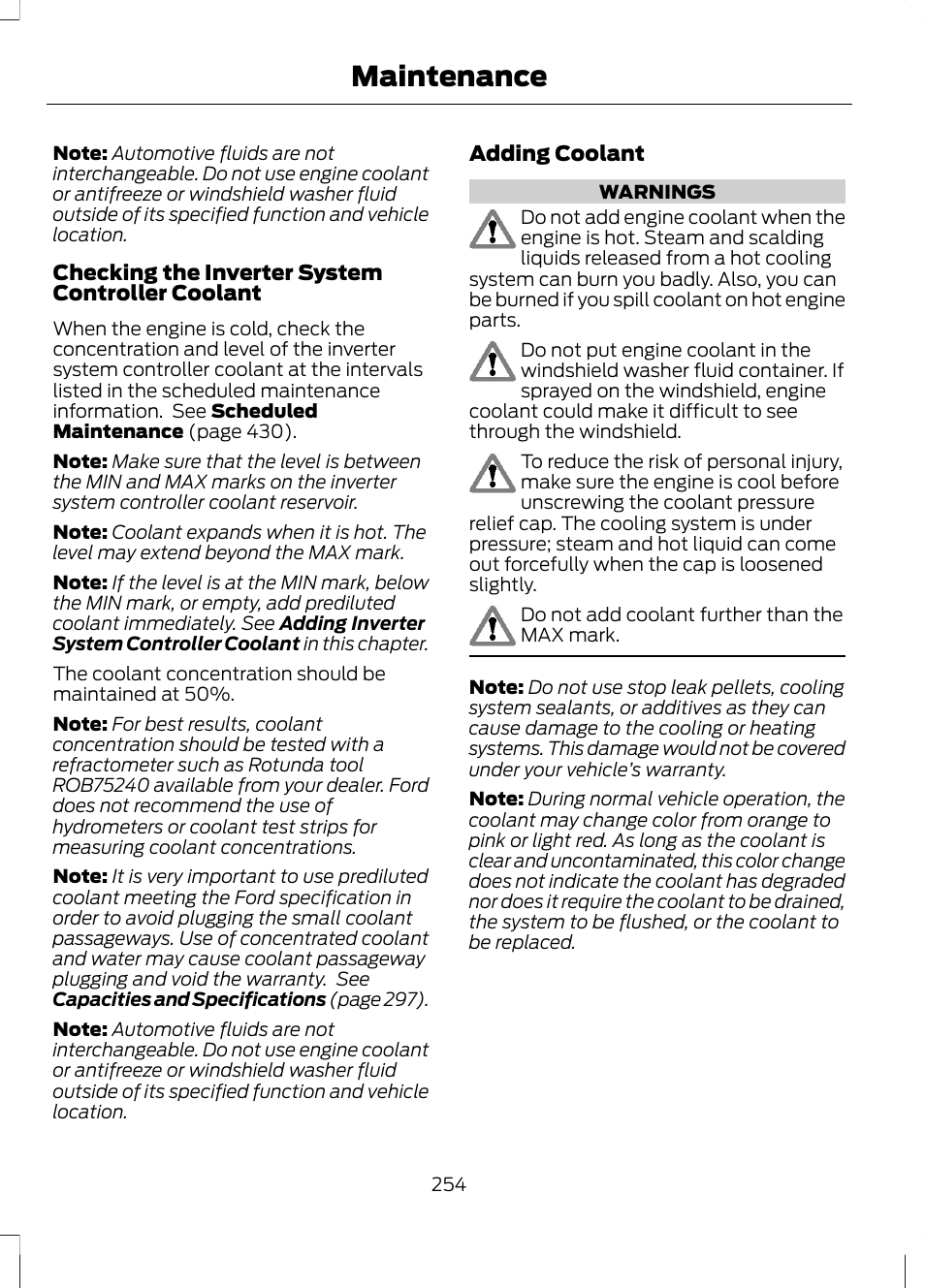 Maintenance | FORD 2013 Fusion Hybrid v.1 User Manual | Page 256 / 461