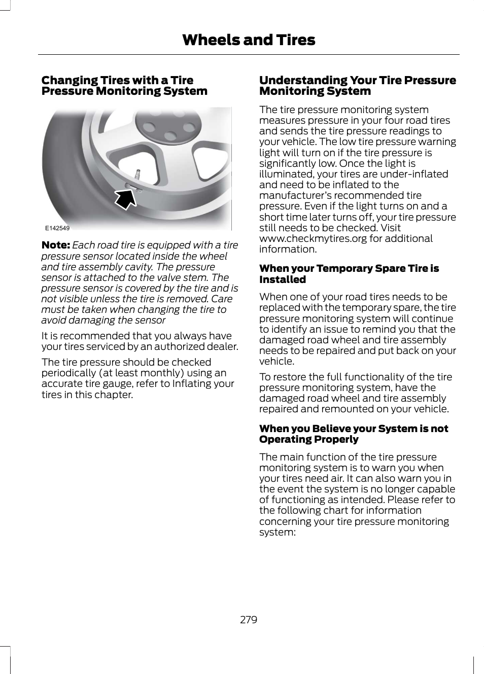 Wheels and tires | FORD 2013 Fusion Hybrid v.1 User Manual | Page 281 / 461