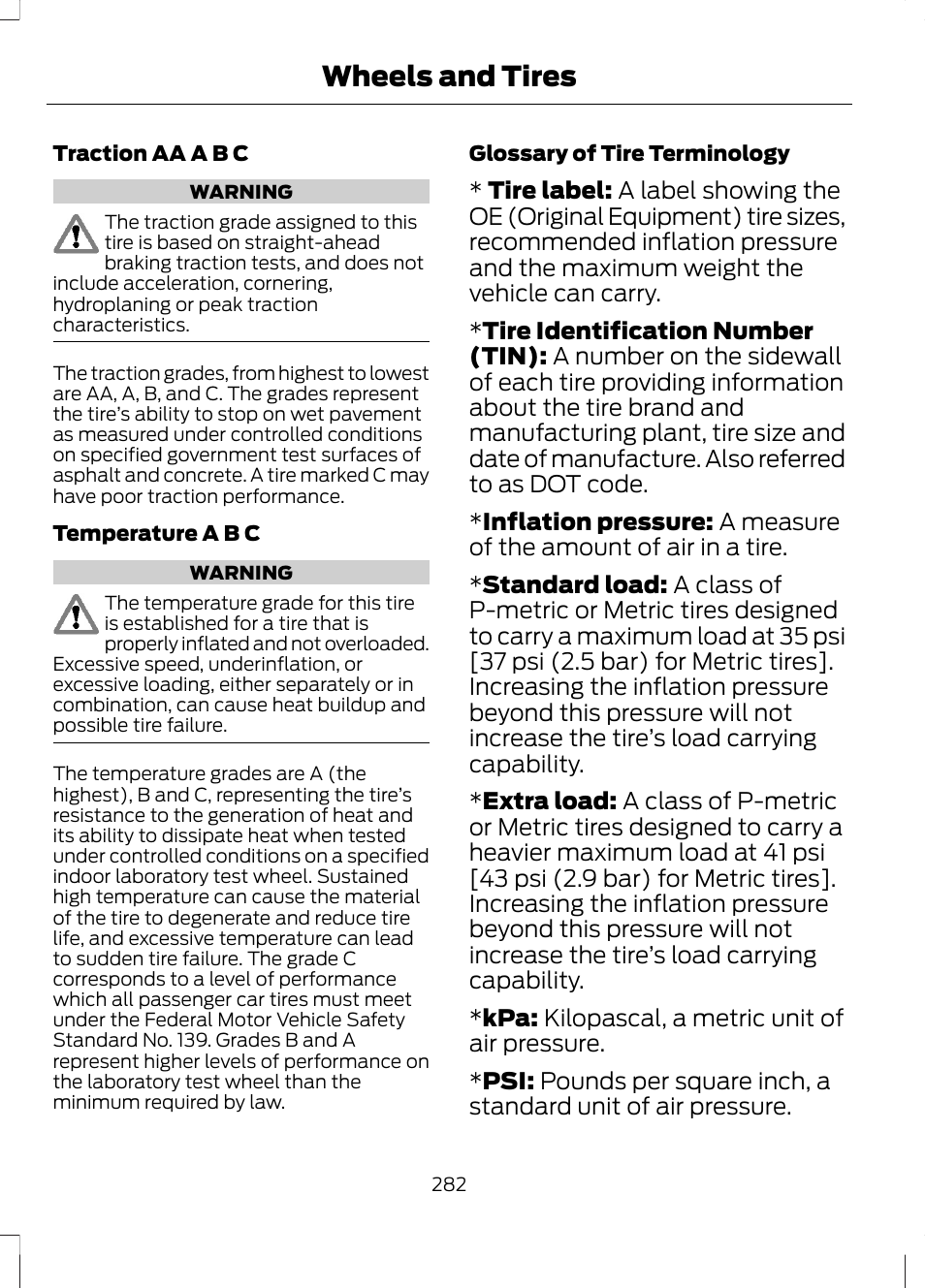 Wheels and tires | FORD 2013 Fusion Hybrid v.1 User Manual | Page 284 / 461