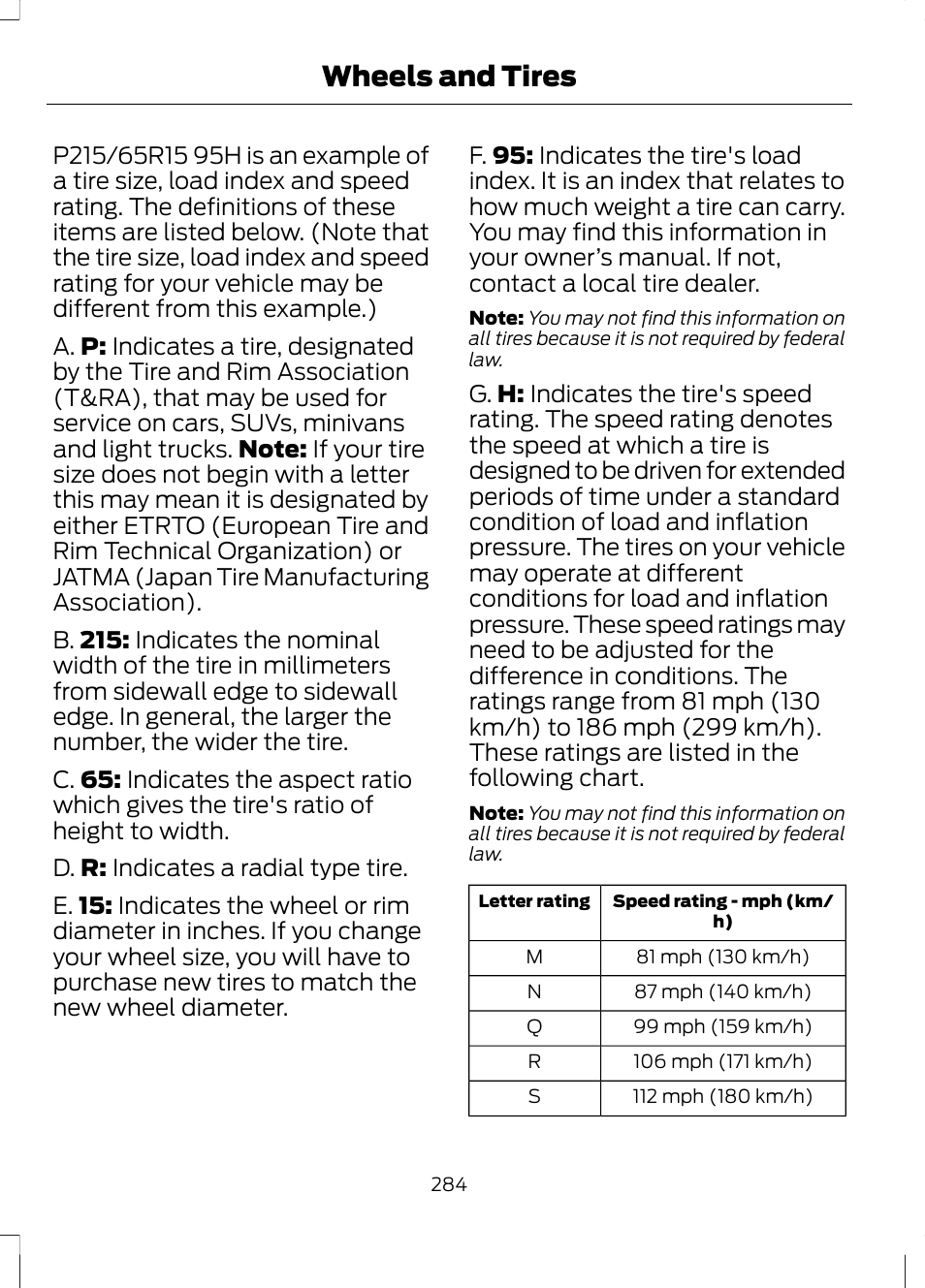 Wheels and tires | FORD 2013 Fusion Hybrid v.1 User Manual | Page 286 / 461