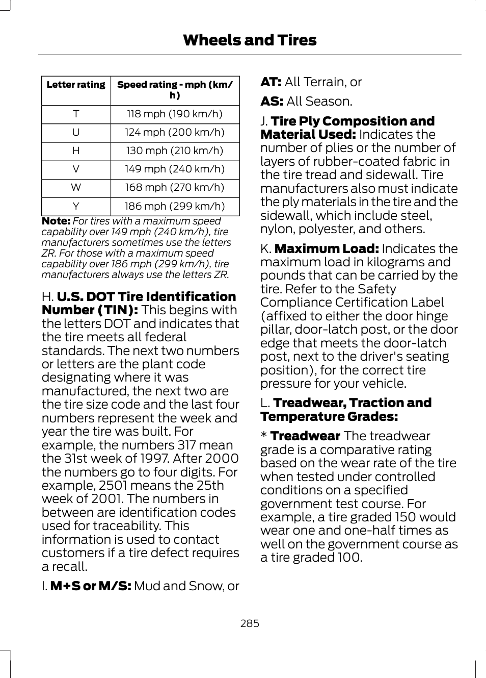 Wheels and tires | FORD 2013 Fusion Hybrid v.1 User Manual | Page 287 / 461