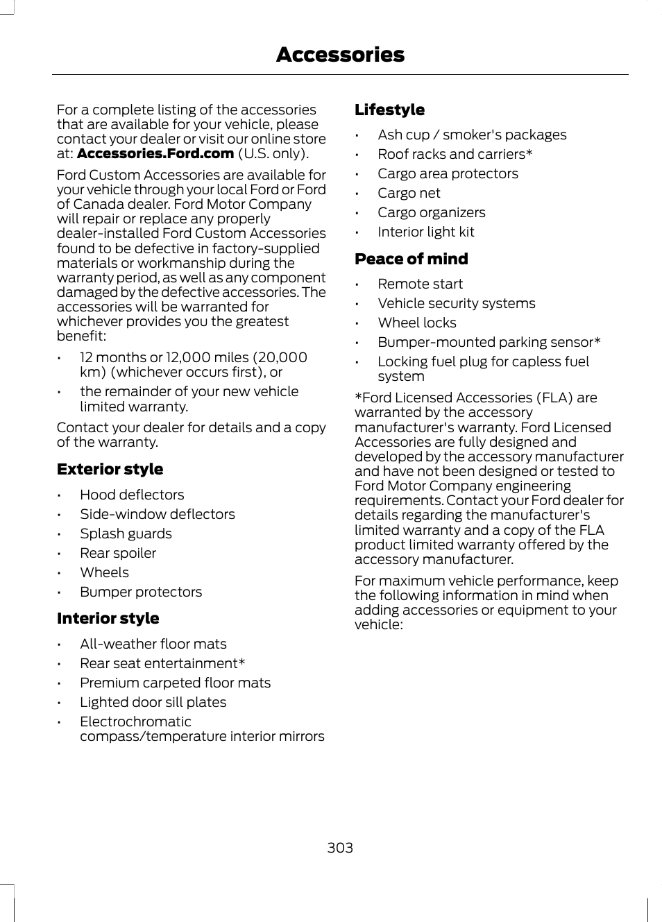 Accessories | FORD 2013 Fusion Hybrid v.1 User Manual | Page 305 / 461
