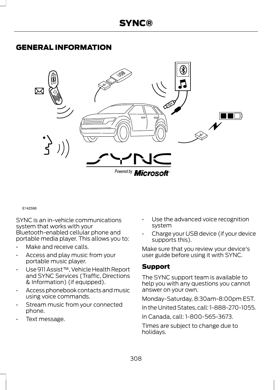 Sync, General information | FORD 2013 Fusion Hybrid v.1 User Manual | Page 310 / 461