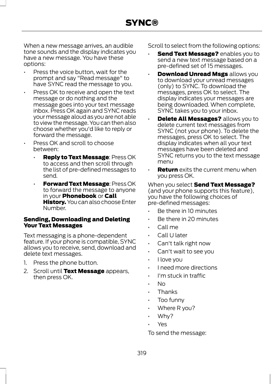 Sync | FORD 2013 Fusion Hybrid v.1 User Manual | Page 321 / 461