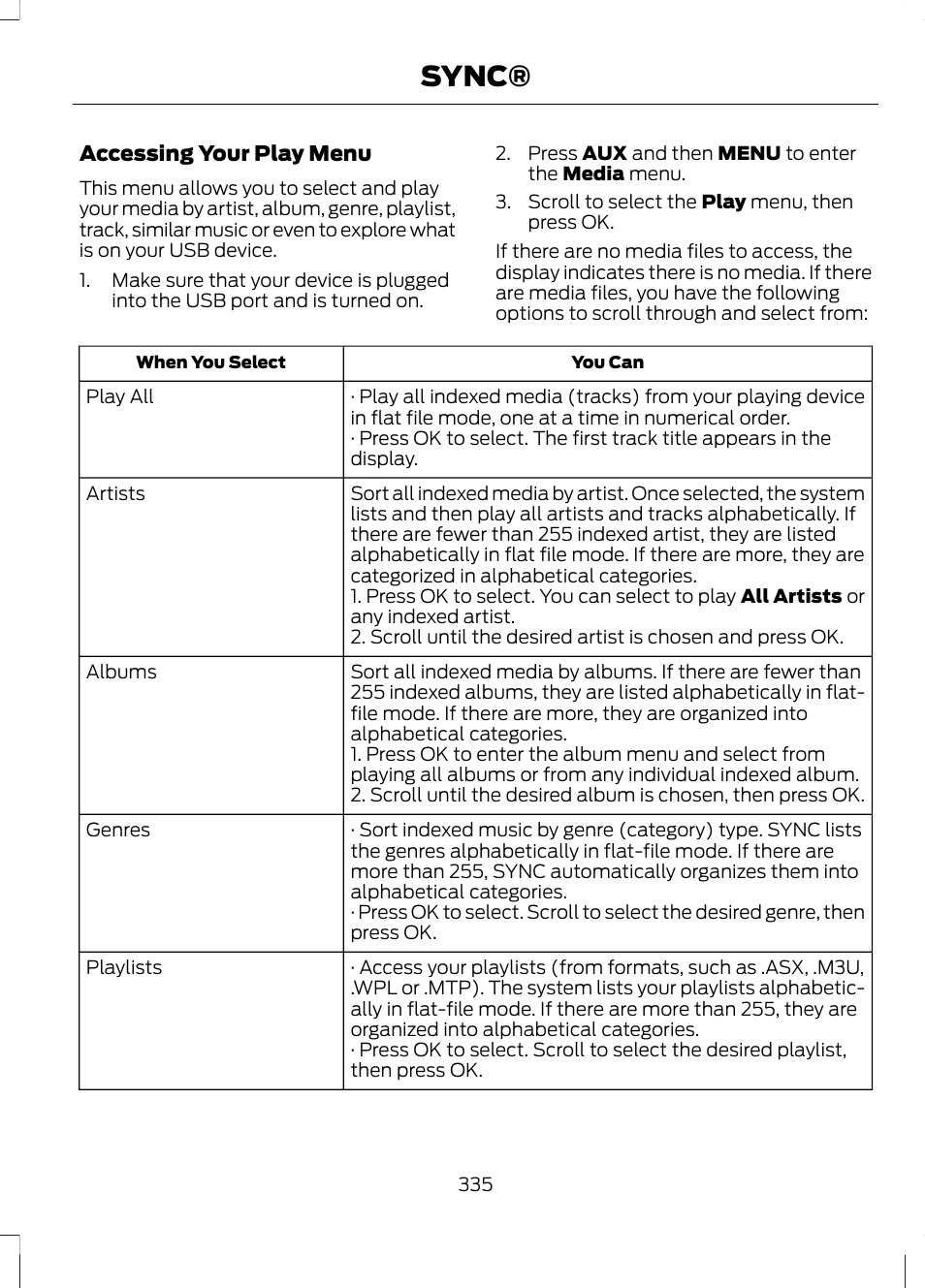 Sync | FORD 2013 Fusion Hybrid v.1 User Manual | Page 337 / 461