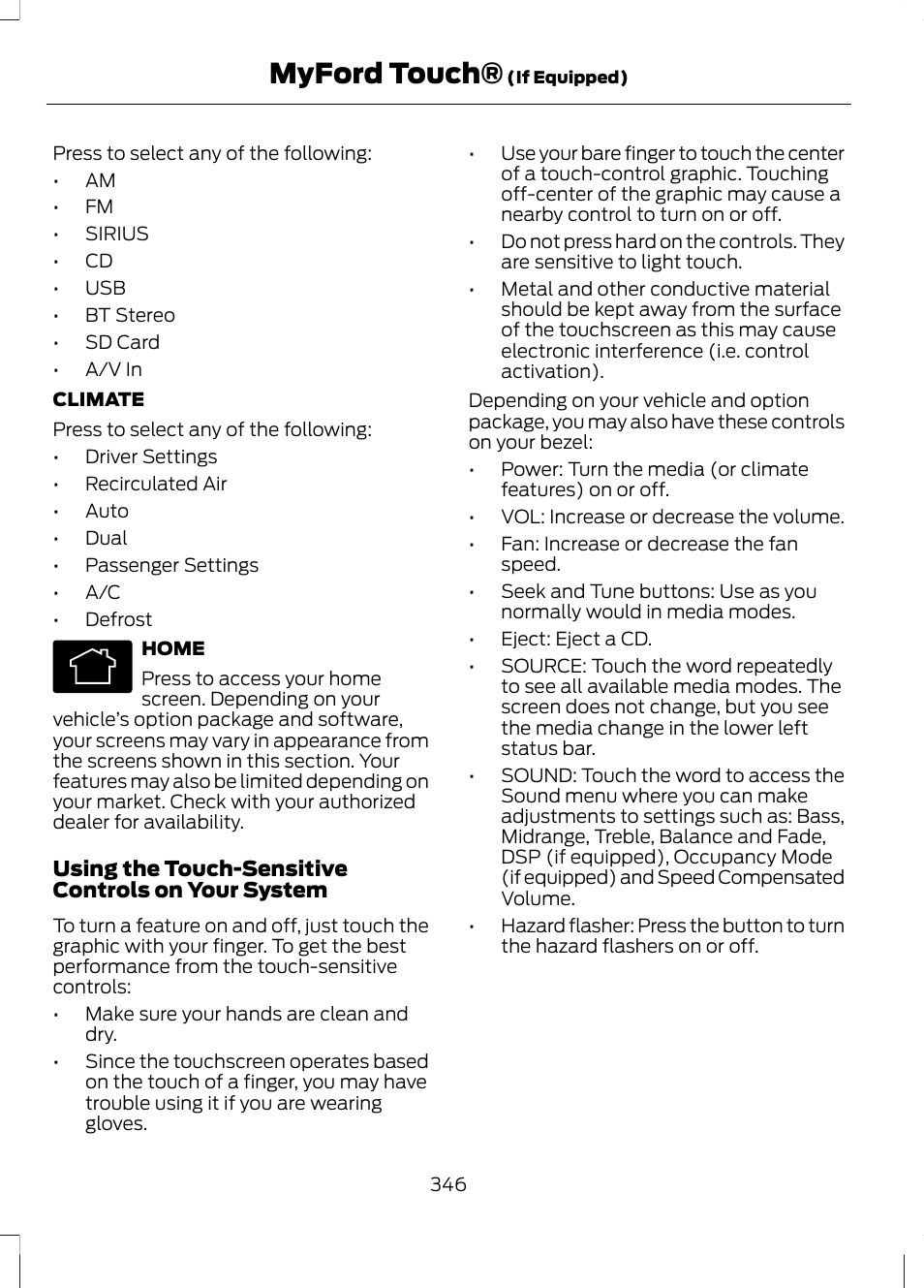 Myford touch | FORD 2013 Fusion Hybrid v.1 User Manual | Page 348 / 461