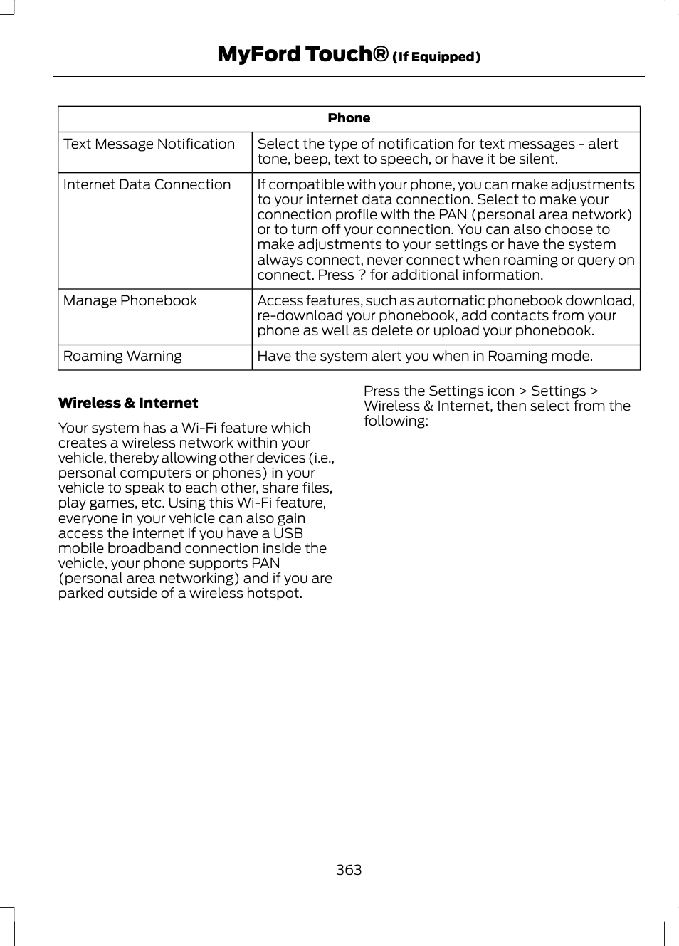 Myford touch | FORD 2013 Fusion Hybrid v.1 User Manual | Page 365 / 461