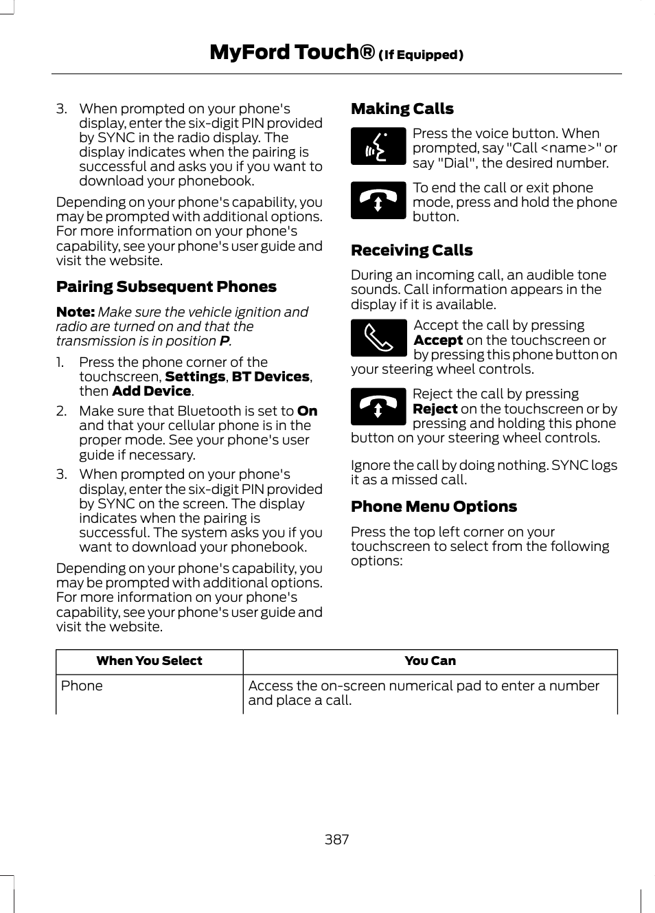 Myford touch | FORD 2013 Fusion Hybrid v.1 User Manual | Page 389 / 461