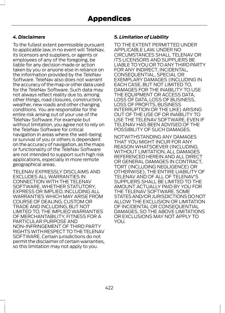 Appendices | FORD 2013 Fusion Hybrid v.1 User Manual | Page 424 / 461