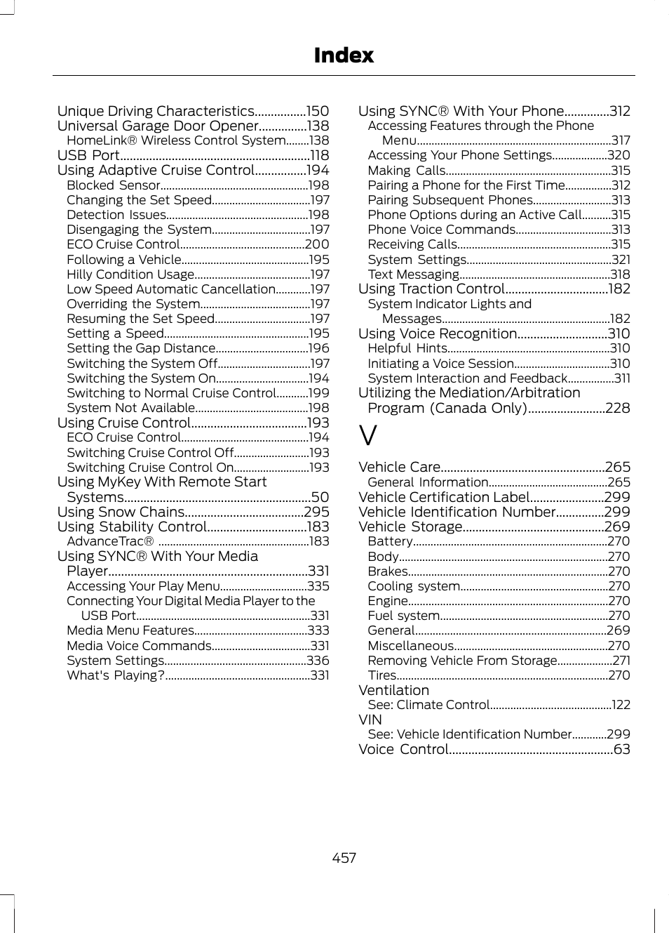 Index | FORD 2013 Fusion Hybrid v.1 User Manual | Page 459 / 461