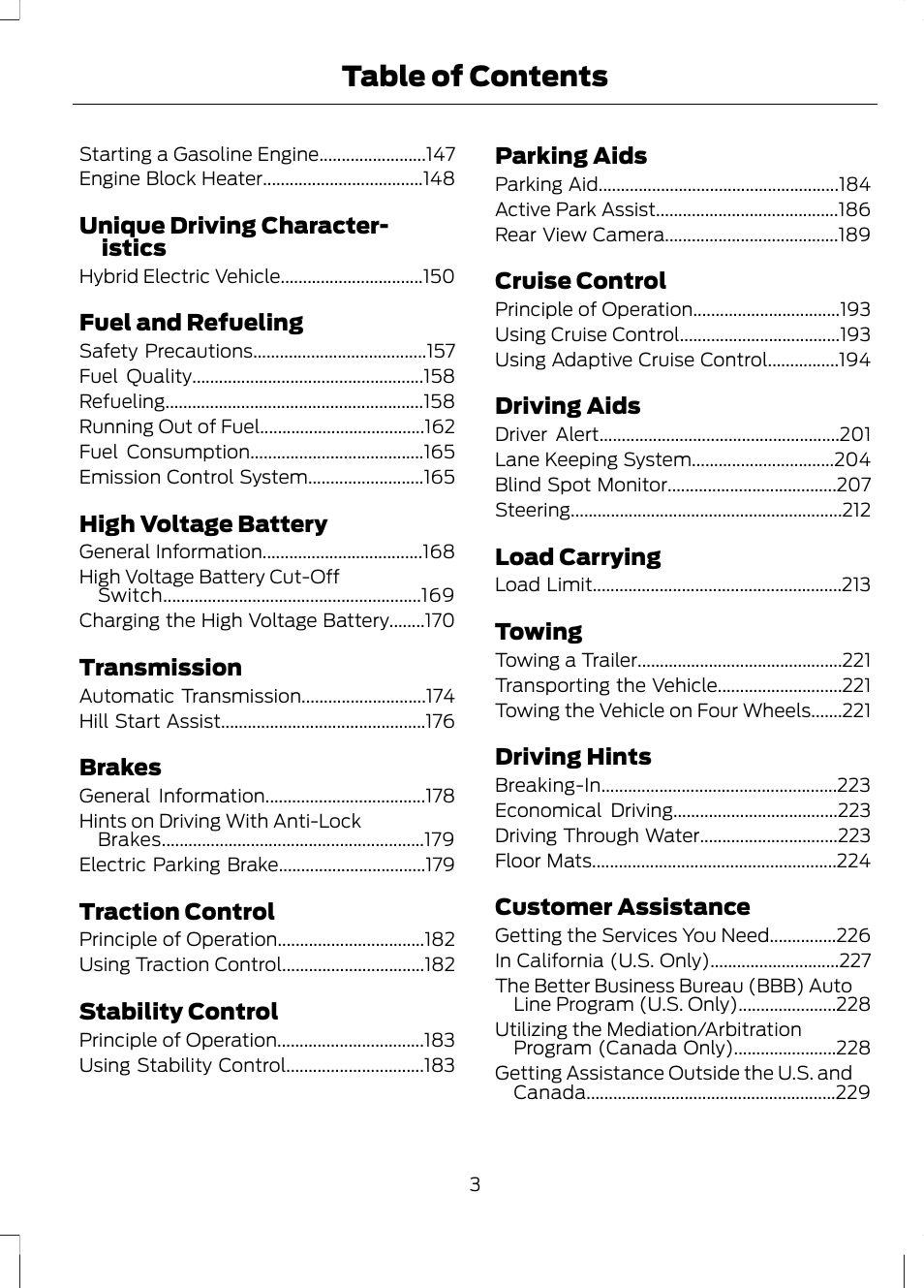 FORD 2013 Fusion Hybrid v.1 User Manual | Page 5 / 461